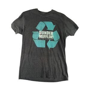 The Office Dunder Mifflin Recycle Logo T-Shirt Large Gray Cotton Blend TV Show